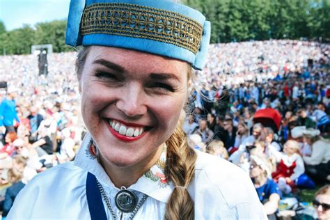 Estonia People Tallinn Estonia 6th July 2019 People Traditional