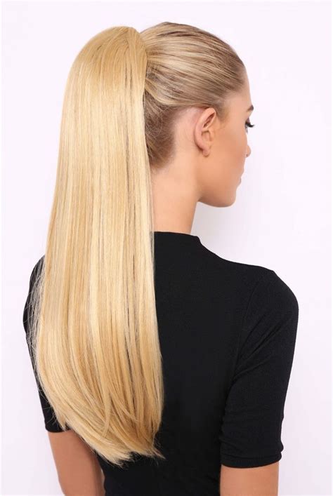 Sleek Full Body Ponytail Straight Blonde Hair Model Hair Long