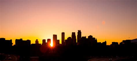 Minneapolis Skyline At Sunset Time Stock Photo Download Image Now