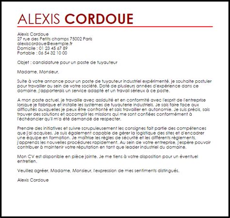 Exemple de Lettre de Motivation Tuyauteur Industriel ...