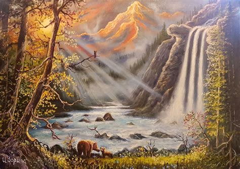Mountain Waterfall Oil Painting Shop Online On Livemaster With