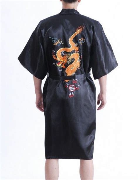 New Arrival Navy Blue Male Silk Robe Chinese Classic Embroidery Night Wear Traditional Kimono