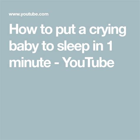How To Put A Crying Baby To Sleep In 1 Minute