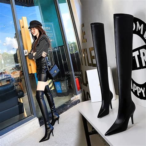 2022 Slim Stretch Lycra Sock Boots Womens High Heels Sexy Over The Knee Boots Spring Autumn