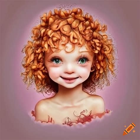 Illustration Of Cute Smiling Ginger Haired Girls
