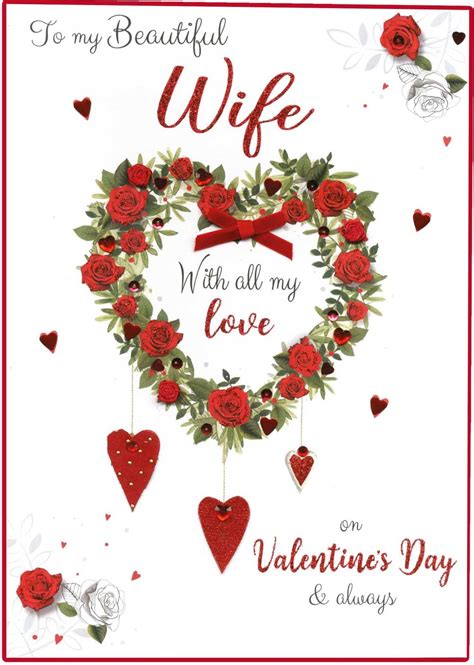 Wonderful Wife Embellished Valentines Day Greeting Card Cards