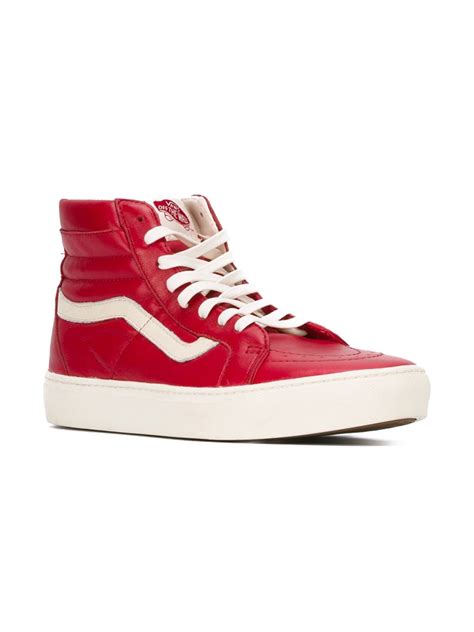 Lyst Vans Quilted Leather High Top Sneakers In Red For Men