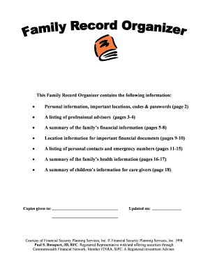 If not you will be redirected to the first link on the list. Editable family records organizer free - Fill, Print ...