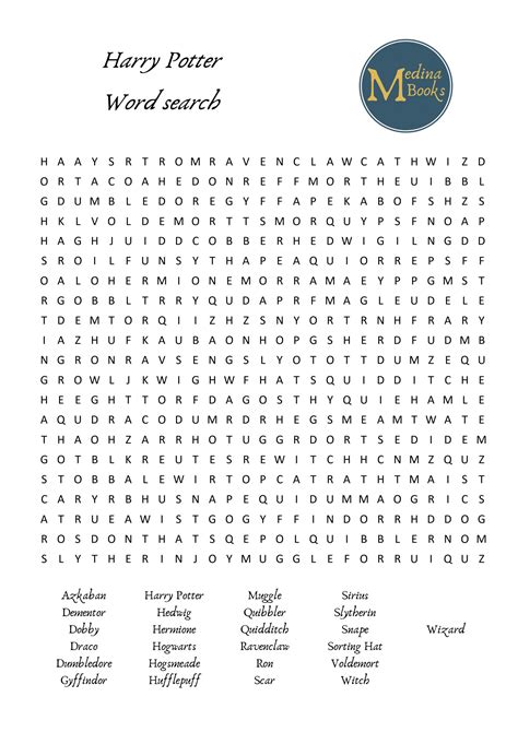 14 Magical Harry Potter Things Word Search Printables Kittybabylovecom