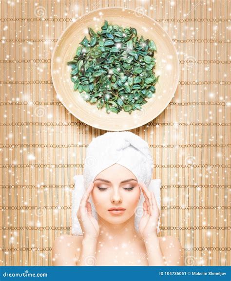 Beautiful Young And Healthy Woman In Spa Salon On Bamboo Mat S Stock Image Image Of Facial