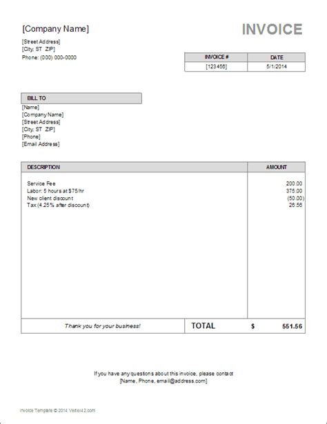 Simple Invoice Template Excel Pulp