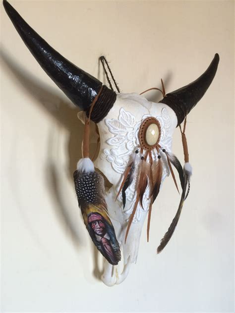 Love Decorating Cow Skulls With Lace And Hand Painted Feathers Skull