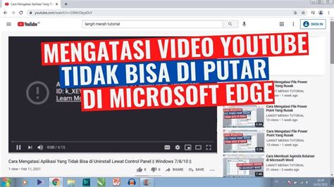 Cara Mengatasi Video Youtube Tidak Bisa Diputar Di Microsoft Edge Youtube