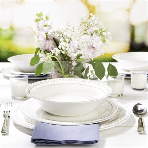 French Country White Plate And Bowl Dinnerware Set