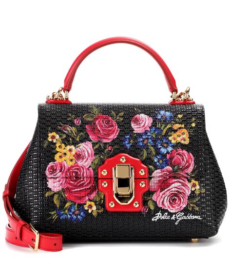 Dolce And Gabbana Lucia Floral Leather Handbag In Red Lyst
