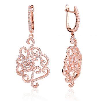 Ingenious Rose Gold Chandelier Earrings With Pave Flower Design