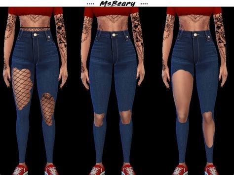 The Sims Resource Ripped Denim Jeans N2 By MsBeary Sims 4 Downloads