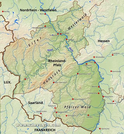 ˈʁaɪ̯nlant ˈp͡falt͡s ) is a western state of germany. Rheinland-Pfalz Karte - Karten21.com