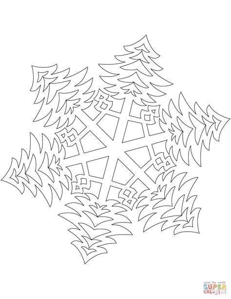 With these snowflake clip art resources, you can use for printing, web design, powerpoints, classrooms, craft projects and other graphic design purposes. Snowflake with Bushy Christmas Trees Pattern coloring page | Free Printable Coloring Pages