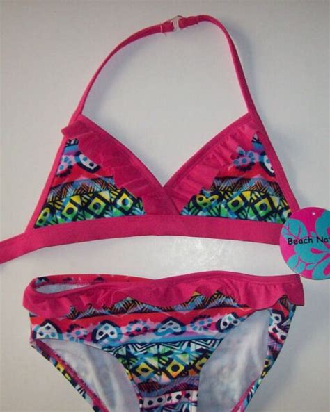 beach native swimsuit swimwear girls two piece sz 6 ruffles assorted colors new ebay