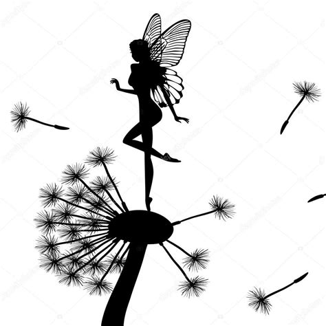 Download Little Fairy Dancing On A Dandelion — Stock Illustration