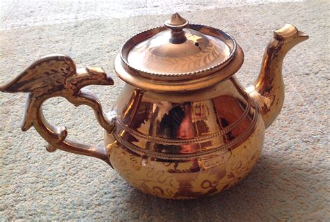 Amazon Com Th Century Antique Copper Lustreware Teapot Eagle And