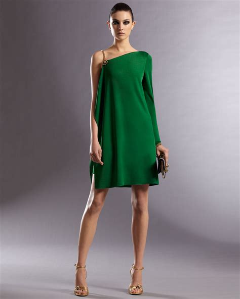 Lyst Gucci Asymmetric Dress In Green