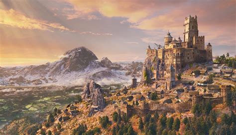 Concept Art Artwork Landscape Fantasy Art Mountains Castle Hd