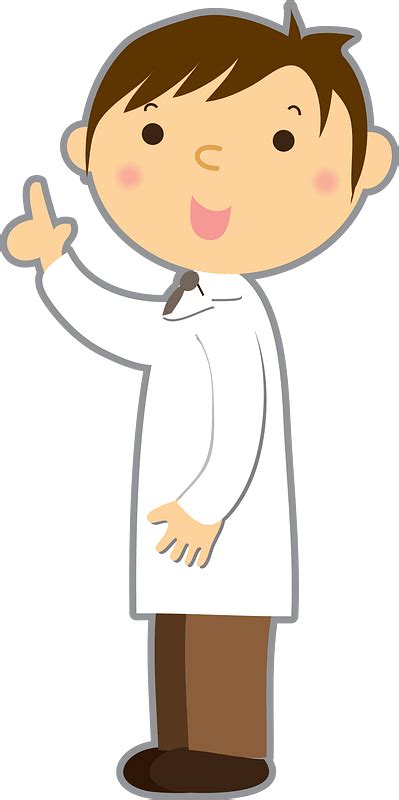 Laboratory Scientist Points His Finger Up Clipart Free Download