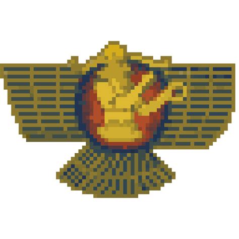Pixel Art Emblem Of Ashur In A Winged Sun Disk Rassyria
