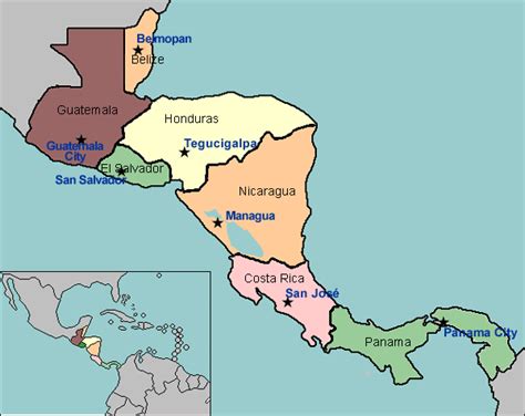 Central America Political Map With Capitals The World Map