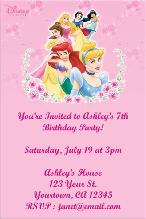 Disney Princess Invitation Personalized Party Invites