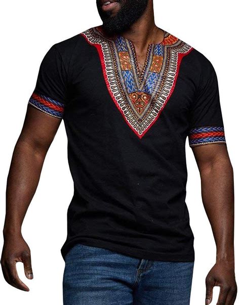 Huiyuzhi Mens African Print Dashiki T Shirt Summer Short