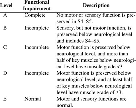 American Spinal Injury Association Impairment Scale