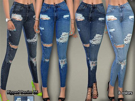 Ripped Denim Jeans 05 By Pinkzombiecupcakes Sims 4 Female Clothes