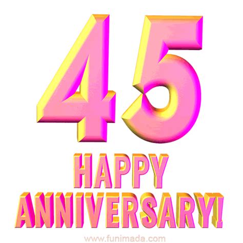 Happy 45th Anniversary 3d Text Animated 
