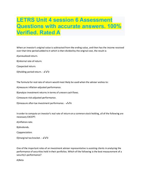 LETRS Unit 4 session 6 Assessment Questions with accurate answers. 100%