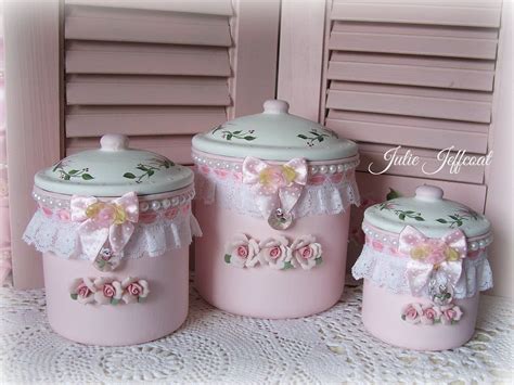 Set Of My Pink Kitchen Canisters Shabby Chic Crafts Shabby Chic