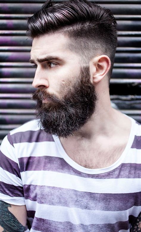 Stripes Mens Hairstyles Undercut Beard Haircut Undercut Men