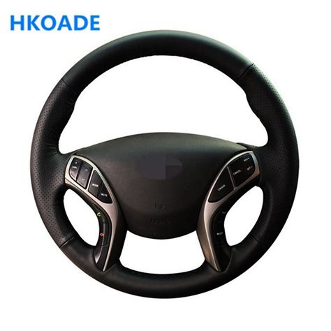 Diy Hand Stitched Black Soft Artificial Leather Car Steering Wheel