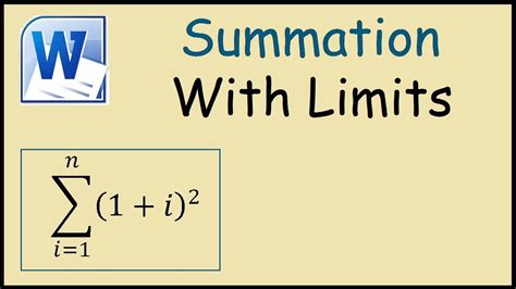 How To Type Summation With Limits In Word Youtube