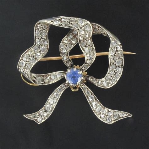 Pair Of Antique Sapphire Diamond Brooches At 1stdibs Diamond Brooches