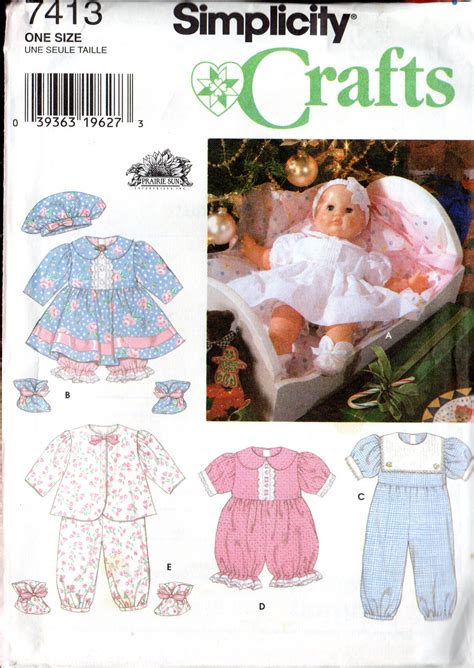 Simplicity Crafts 7413 Crafts Sewing Patterns Baby Doll Clothes