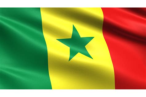 Senegal Flag Waving Fabric Texture Grafika Przez Bourjart20