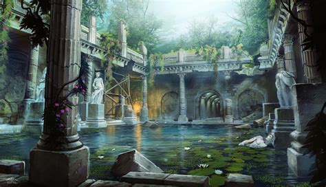 Fantasy Art Landscapes Roman Baths Fantasy Cities