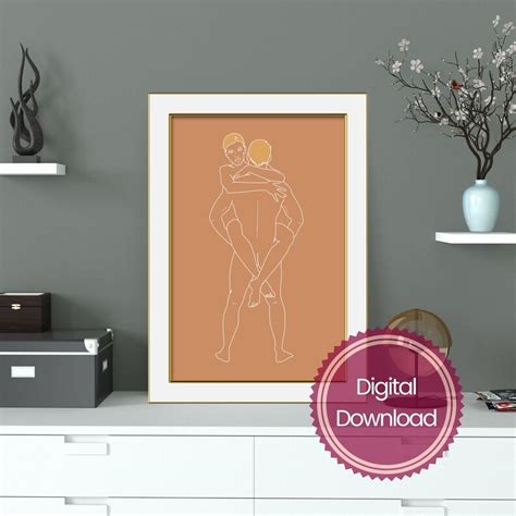 Line Drawing Of Nude Intimate Couple Naked Couple Single Etsy Israel