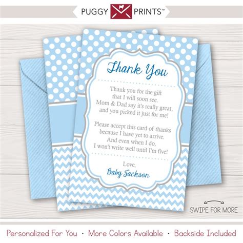 Baby Shower Thank You Cards Boy Baby Sprinkle Thank You Etsy