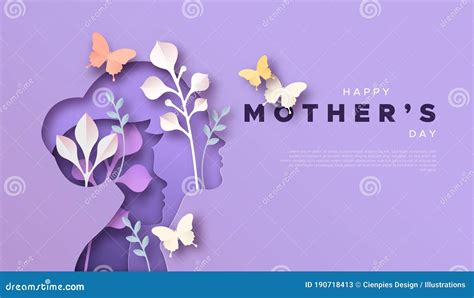 Mother S Day Mom And Kid Papercut Card Template Stock Vector