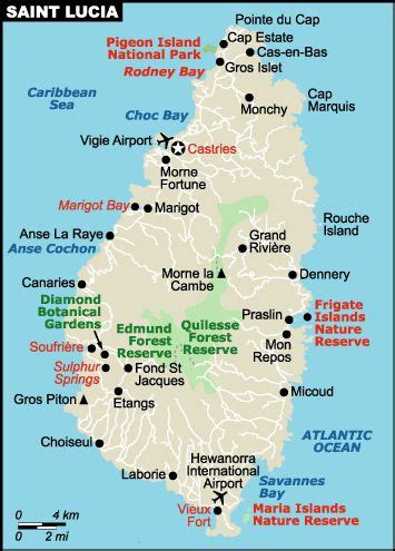 St Lucia Attractions Map Draw A Topographic Map