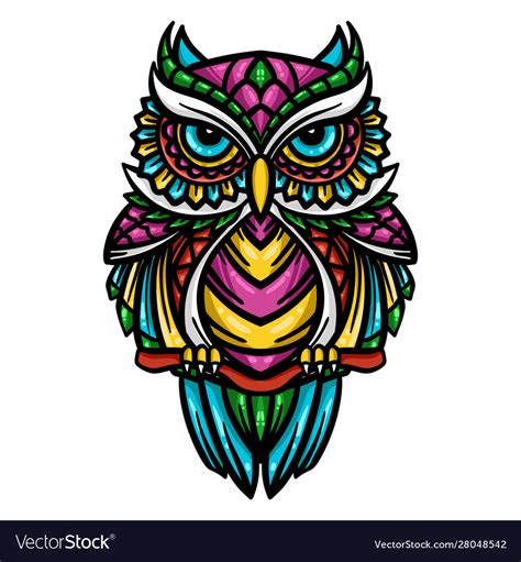 Colorful Owl Entangle Art Royalty Free Vector Image